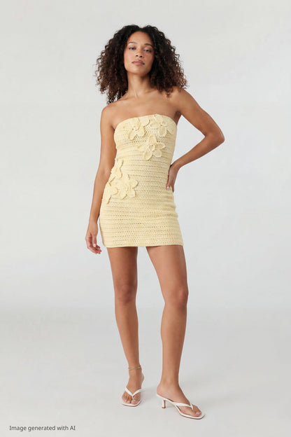 Crochet Floral Mini Tube Dress