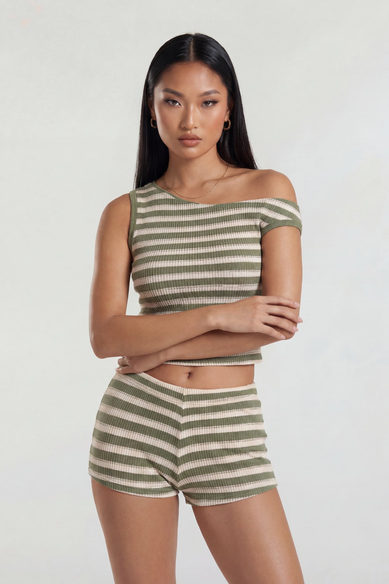 Button-Up Knit Top & Short Set