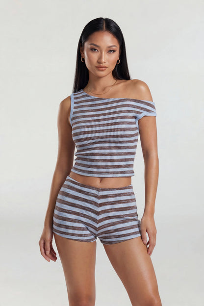 Button-Up Knit Top & Short Set