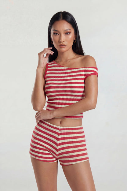 Button-Up Knit Top & Short Set