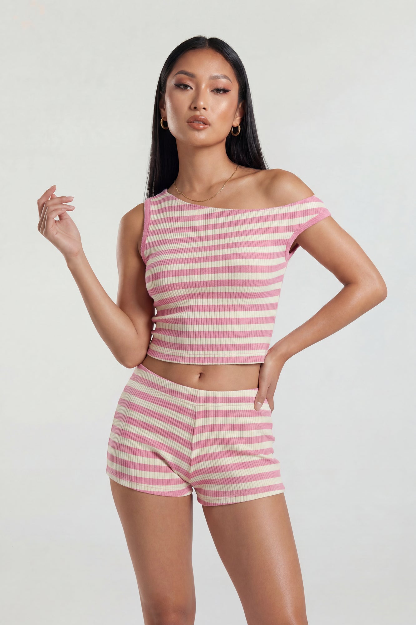 Button-Up Knit Top & Short Set
