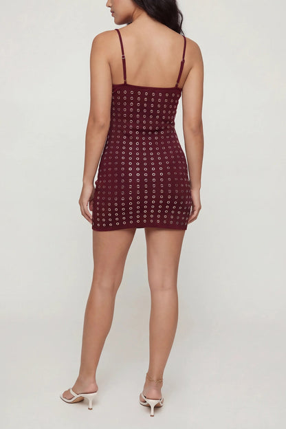 Grommet Scoop Neck Mini Dress