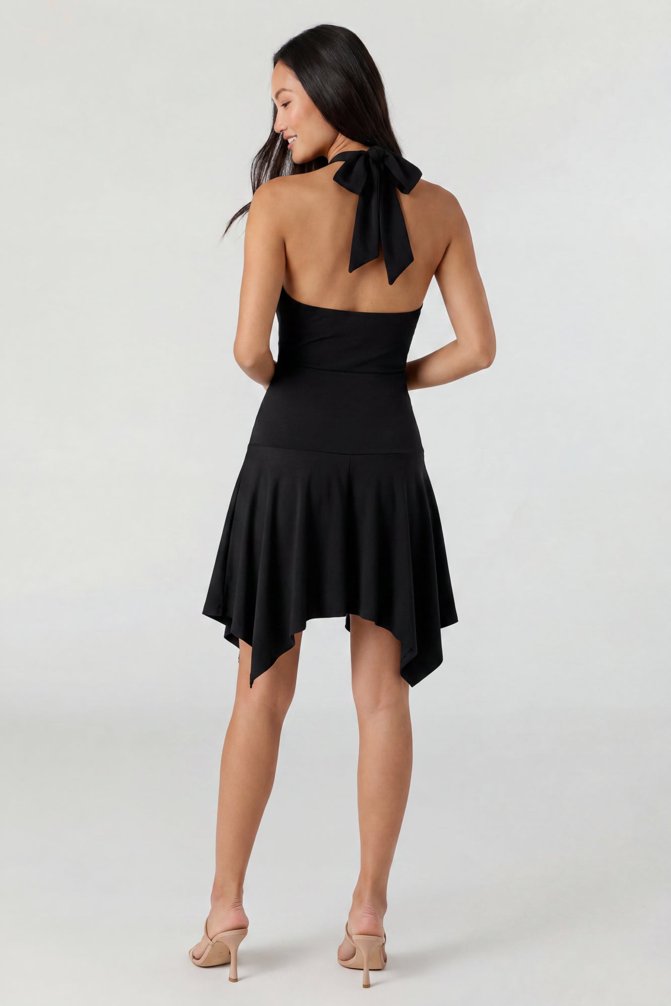 Asymmetrical Mini Halter Dress