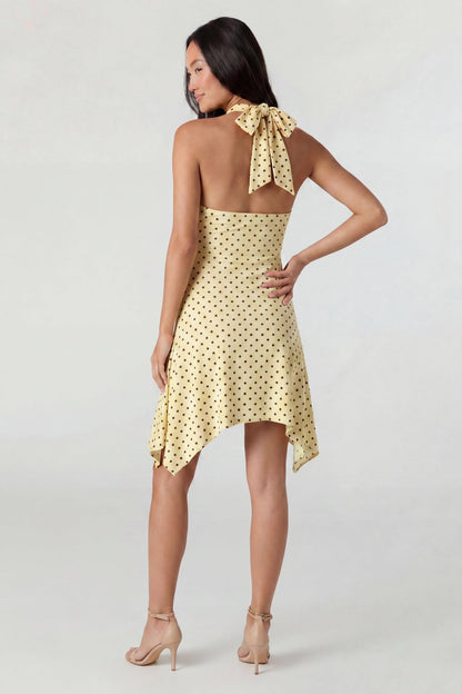 Asymmetrical Mini Halter Dress