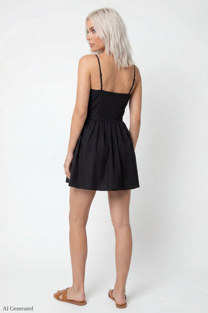 V-Neck Fit & Flare Mini Dress