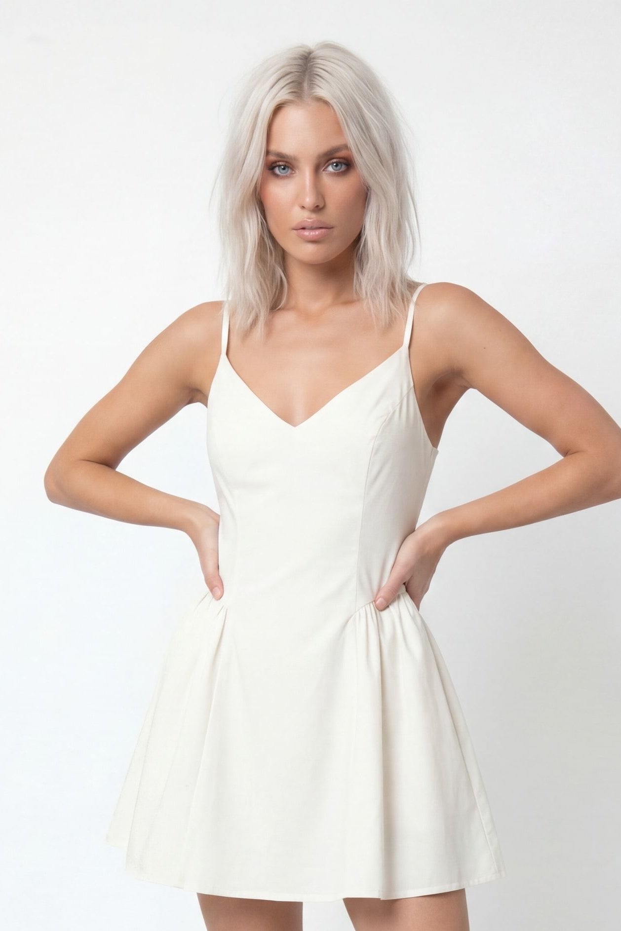 V-Neck Fit & Flare Mini Dress