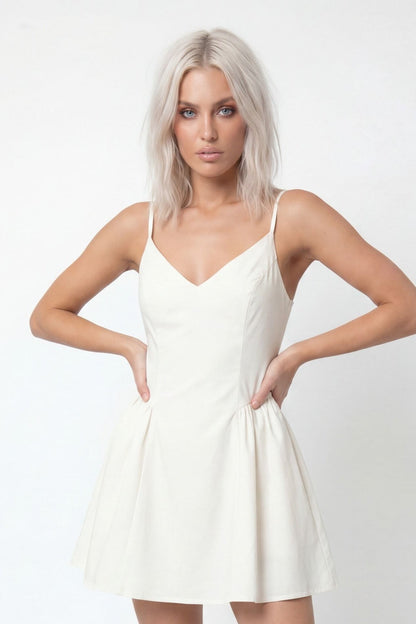 V-Neck Fit & Flare Mini Dress