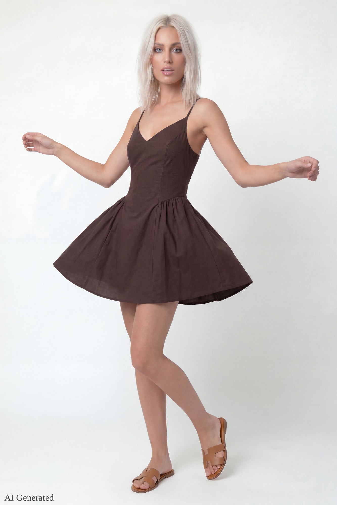 V-Neck Fit & Flare Mini Dress
