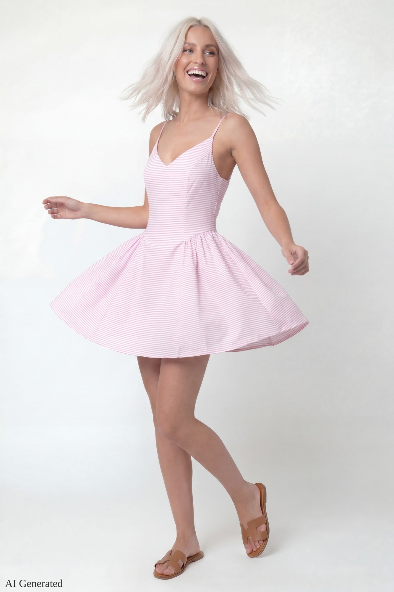 V-Neck Fit & Flare Mini Dress