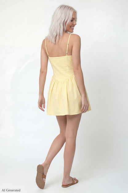 V-Neck Fit & Flare Mini Dress