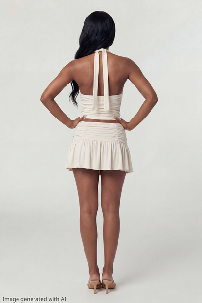 Mesh Halter Top & Mini Skirt Set