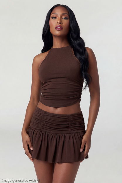 Mesh Halter Top & Mini Skirt Set
