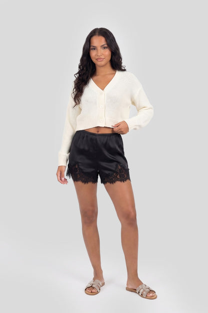 Satin Lace Trim Short