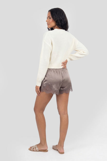 Satin Lace Trim Short