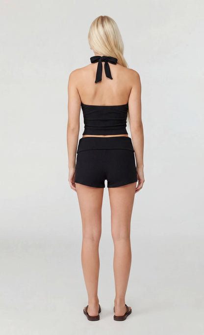 Ribbed Halter Tank & Foldover Waist Short