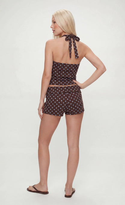 Ribbed Halter Tank & Foldover Waist Short
