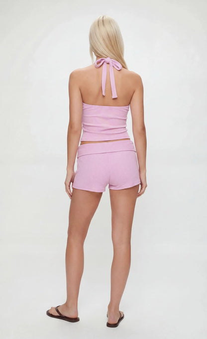 Ribbed Halter Tank & Foldover Waist Short