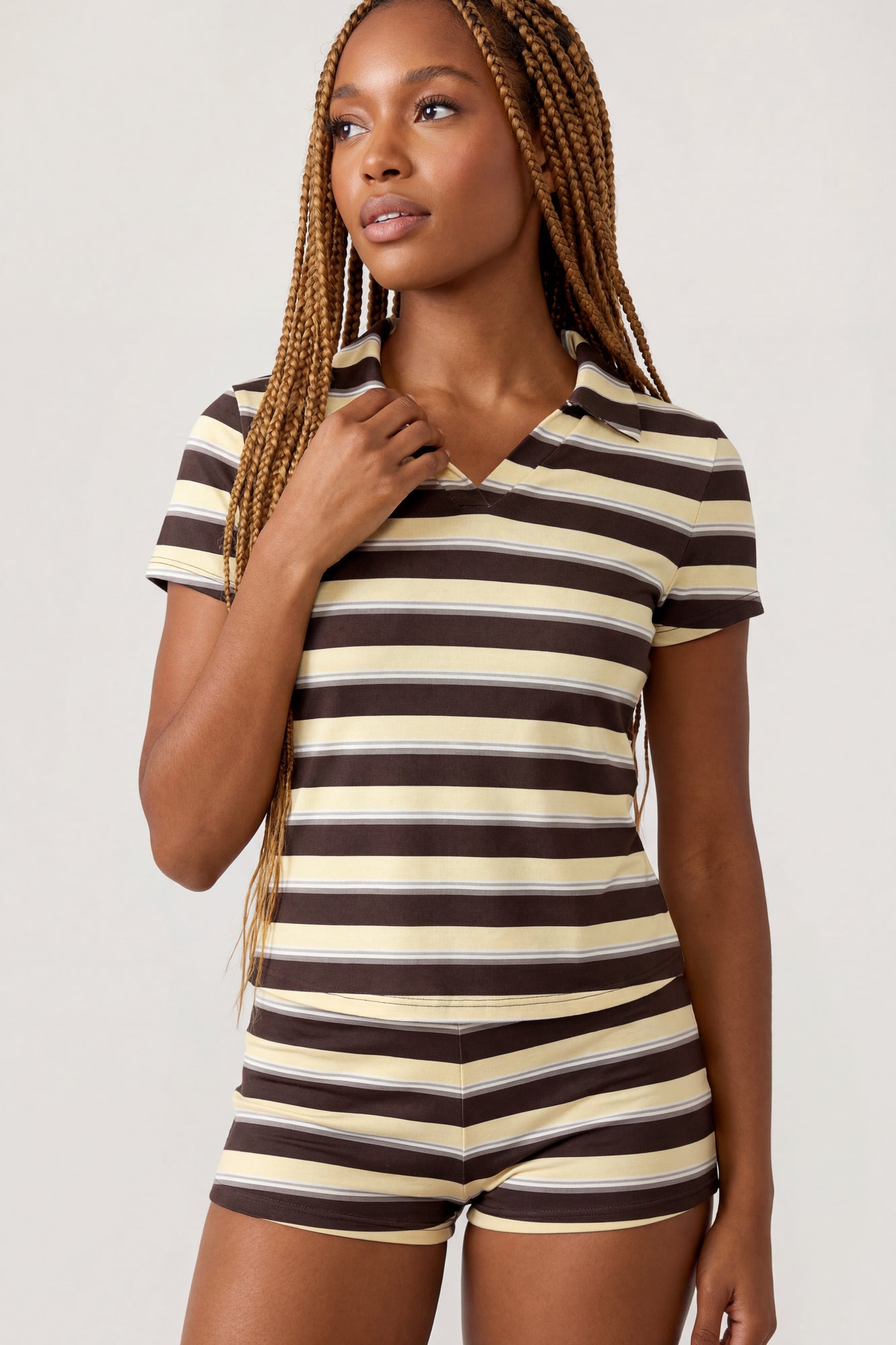 Striped Polo & Short Set