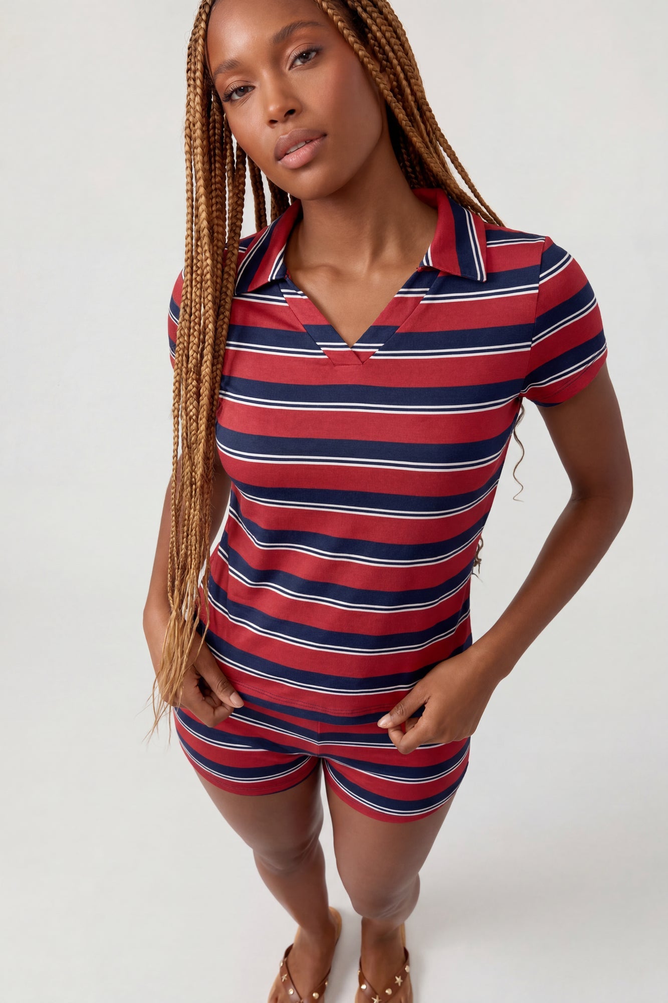 Striped Polo & Short Set