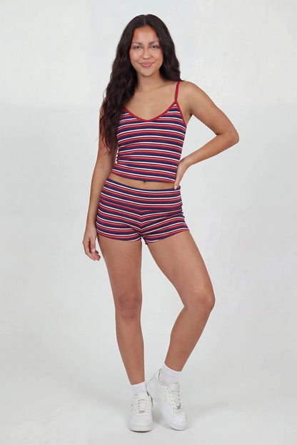 Striped Foldover Waist Shortie