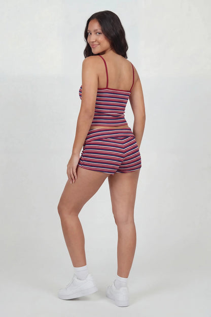 Striped Foldover Waist Shortie