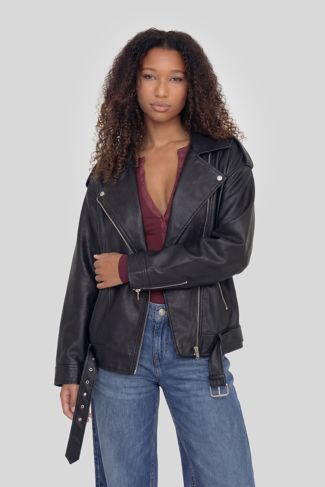 Oversized Faux Leather Jacket