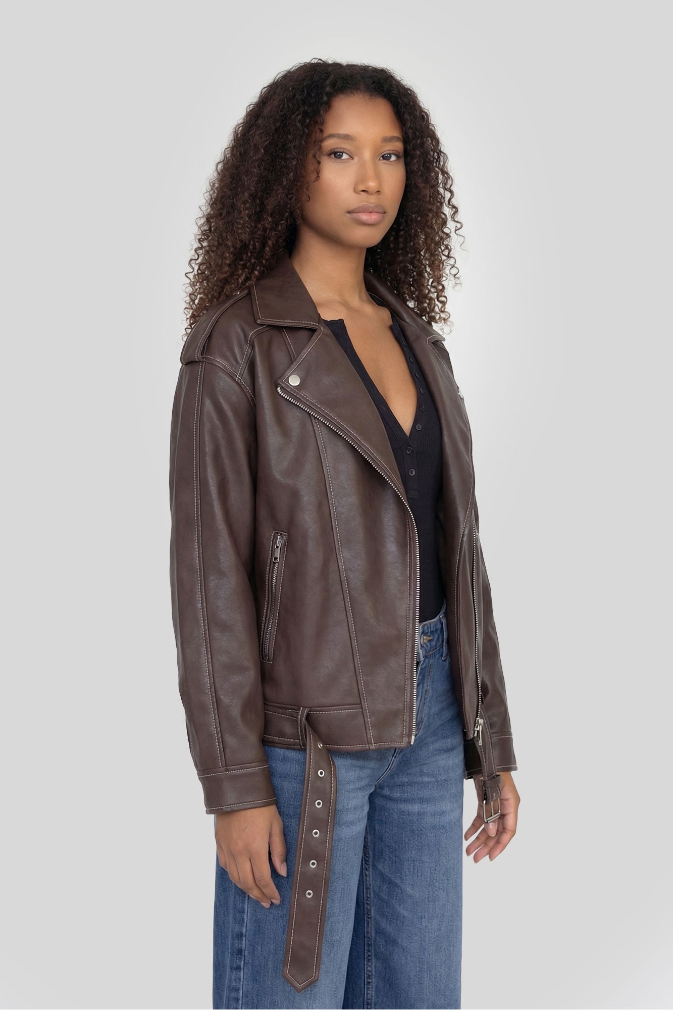 Oversized Faux Leather Jacket