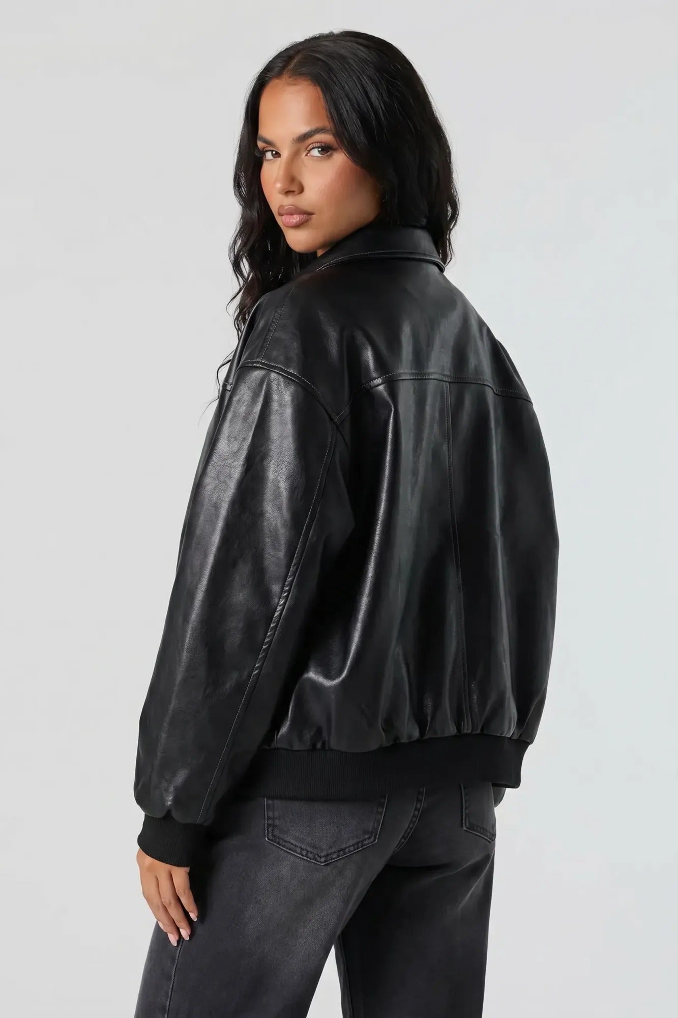 Oversized Faux Leather Jacket