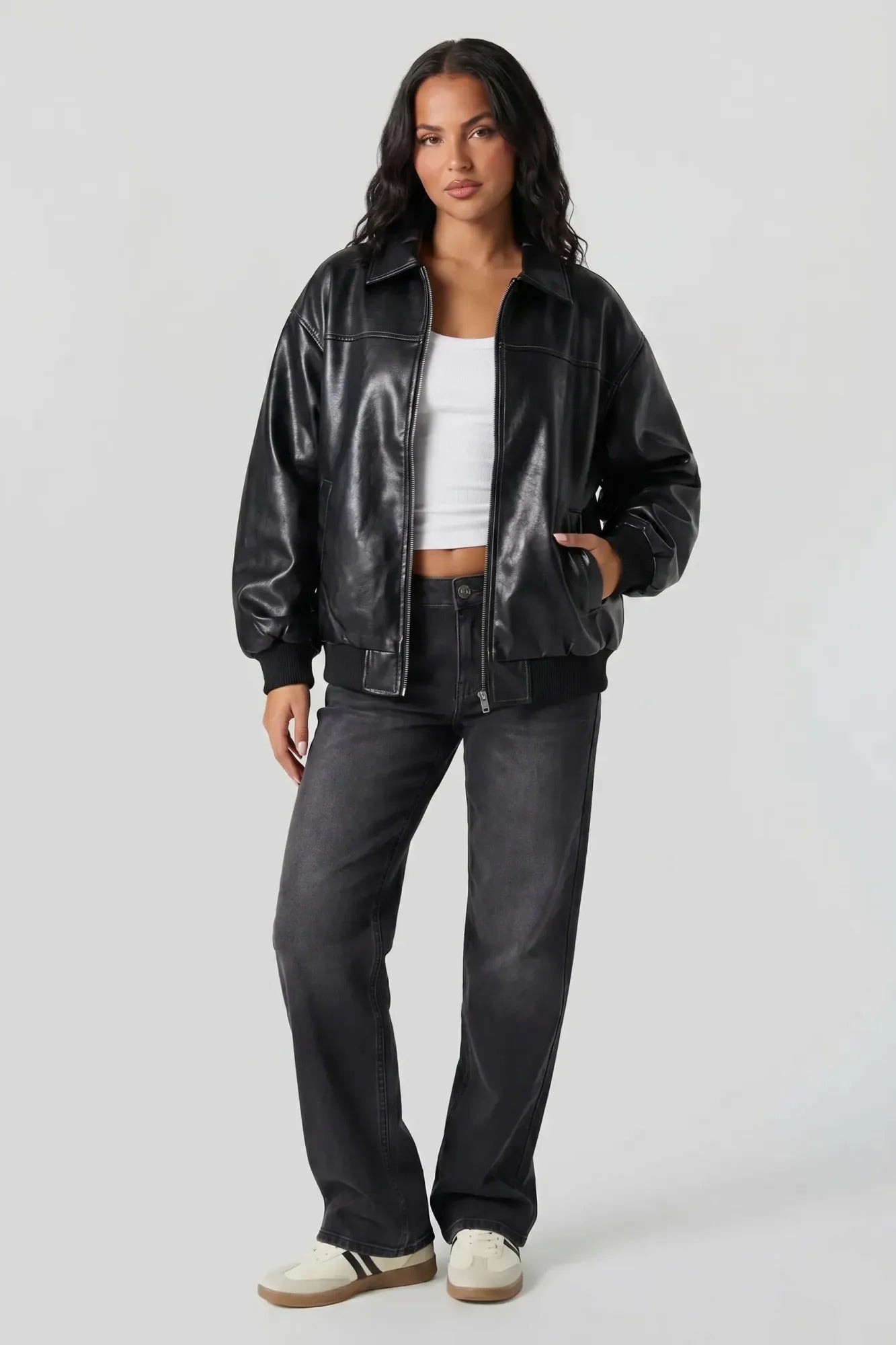 Oversized Faux Leather Jacket