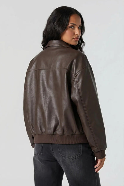 Oversized Faux Leather Jacket