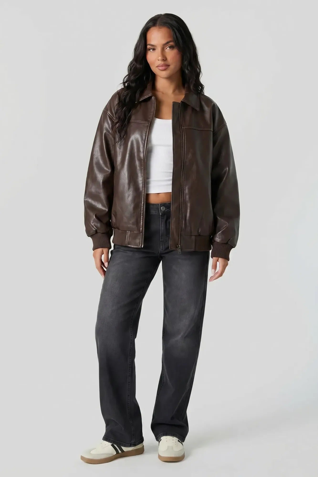 Oversized Faux Leather Jacket