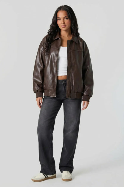 Oversized Faux Leather Jacket