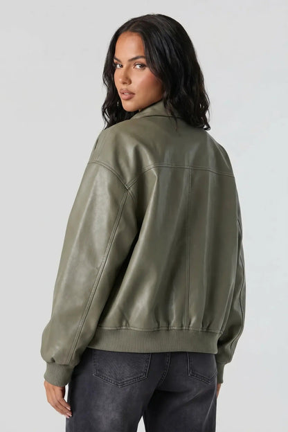 Oversized Faux Leather Jacket