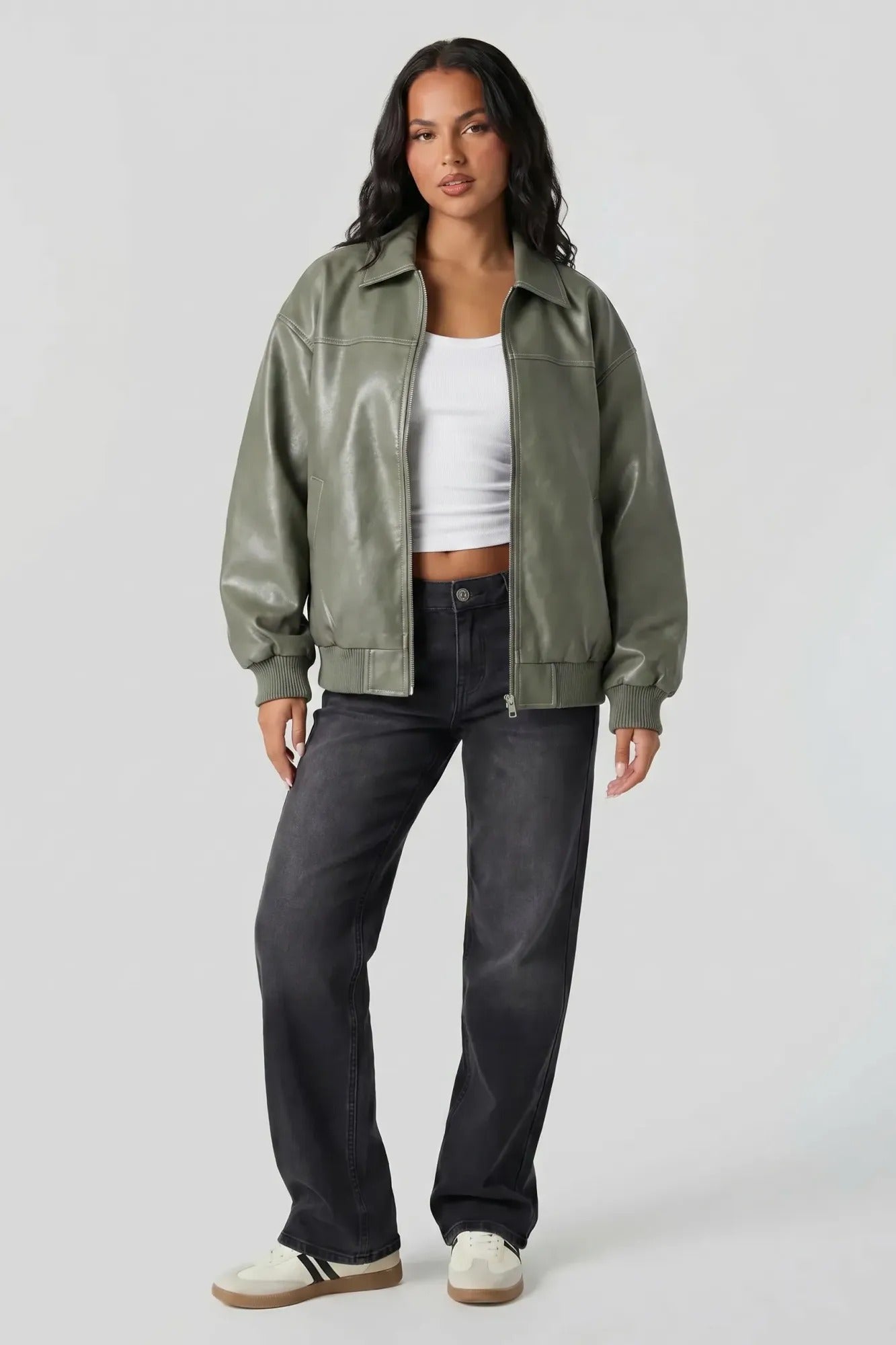 Oversized Faux Leather Jacket