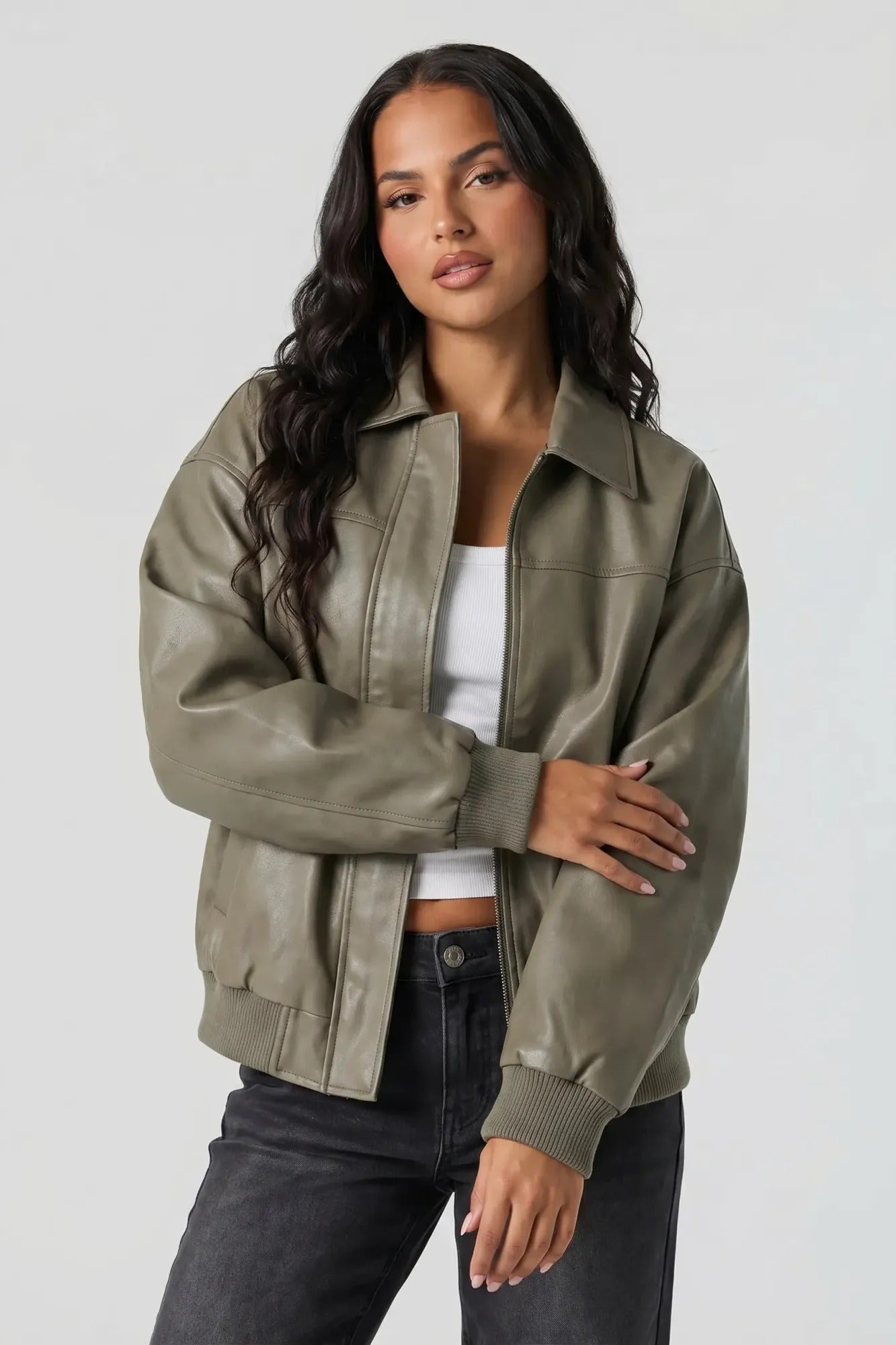 Oversized Faux Leather Jacket