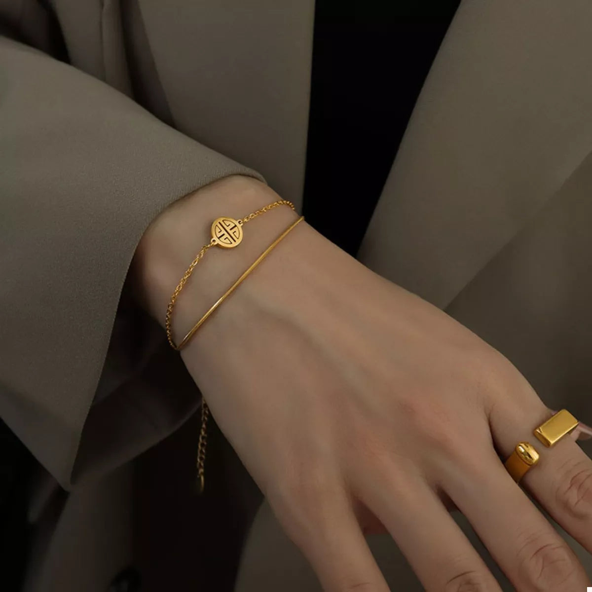 18K Gold-Plated Double Layered Bracelet