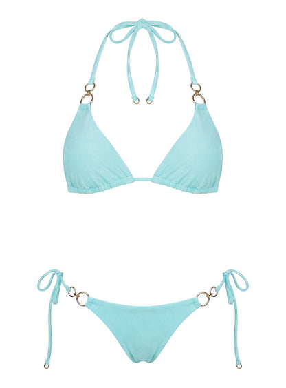 Sun Drenched Hardware Detail Bikini Top Blue