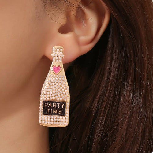 Champagne Bottle Pearl Earrings