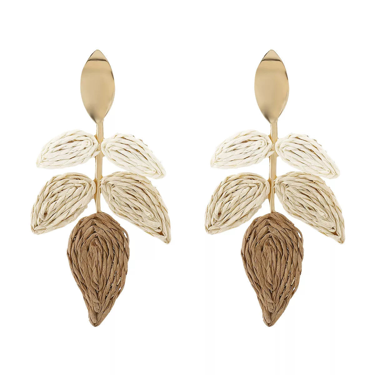 Rattan Woven Leaf Dangle Earrings
