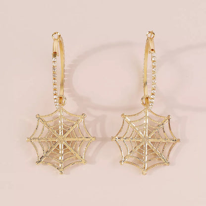 Spider Web Dangle Hoop Earrings