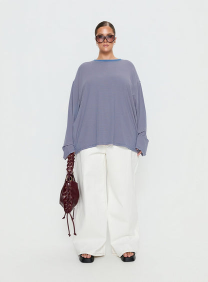 Marlah Long Sleeve Top Blue Stripe Curve