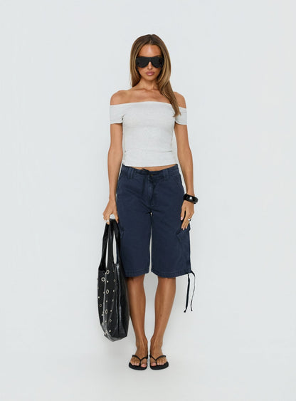 Baseline Boat Neck Top Grey Marle