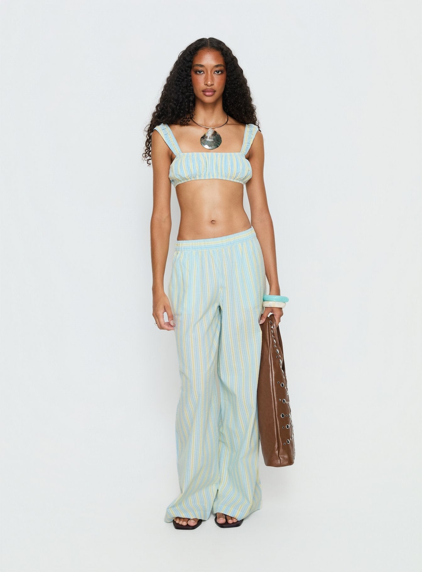 Talyssa Micro Crop Top Blue Stripe