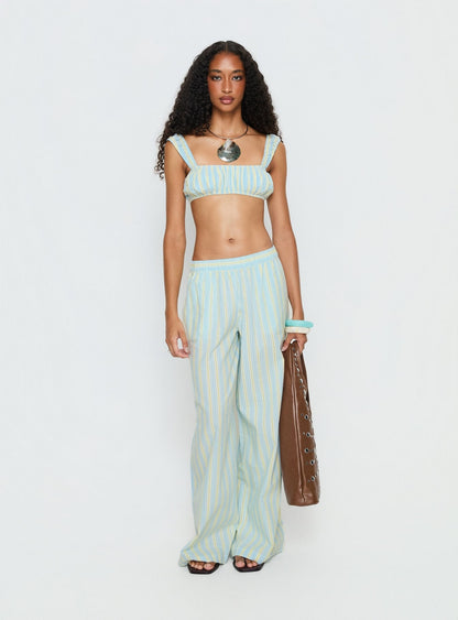Talyssa Micro Crop Top Blue Stripe