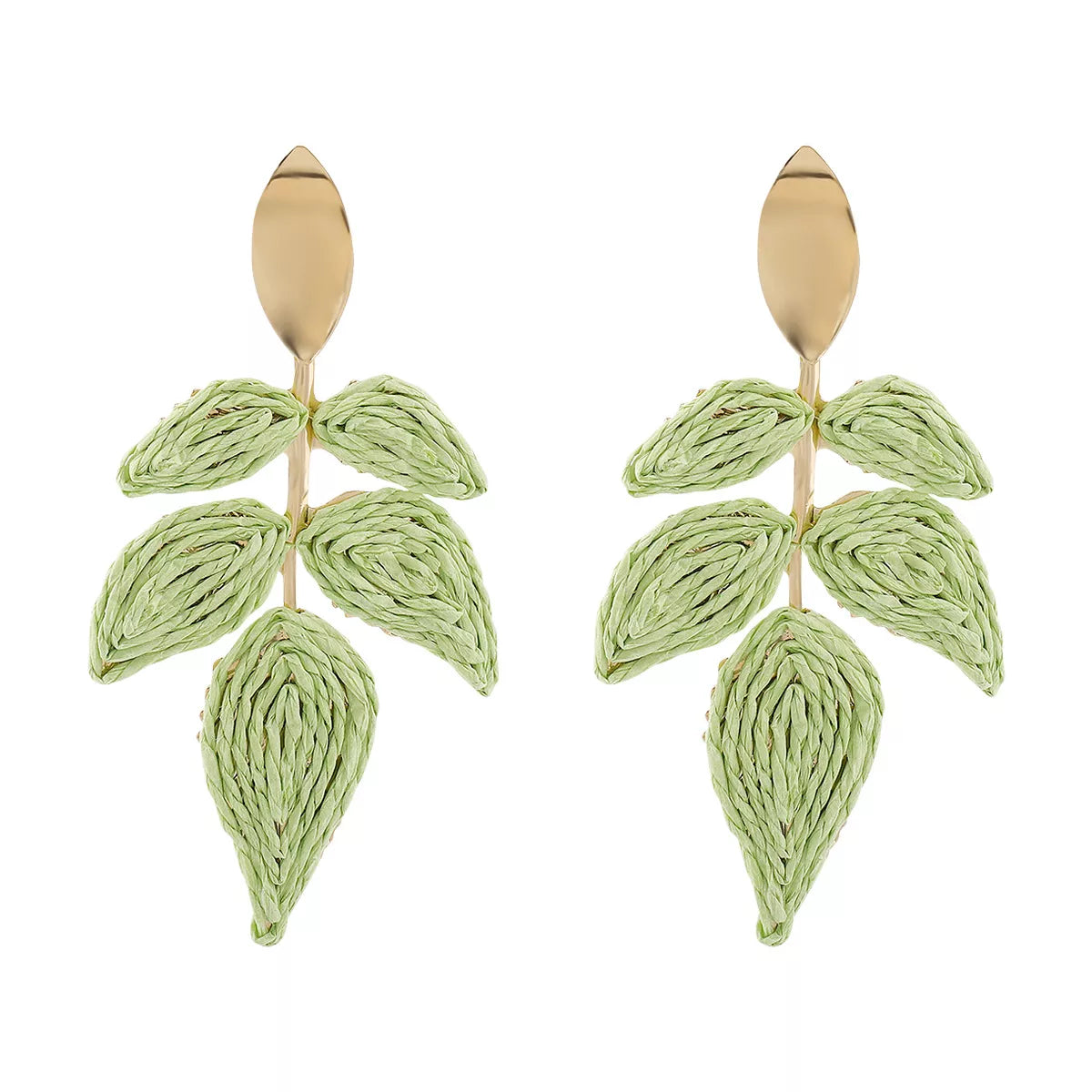 Rattan Woven Leaf Dangle Earrings