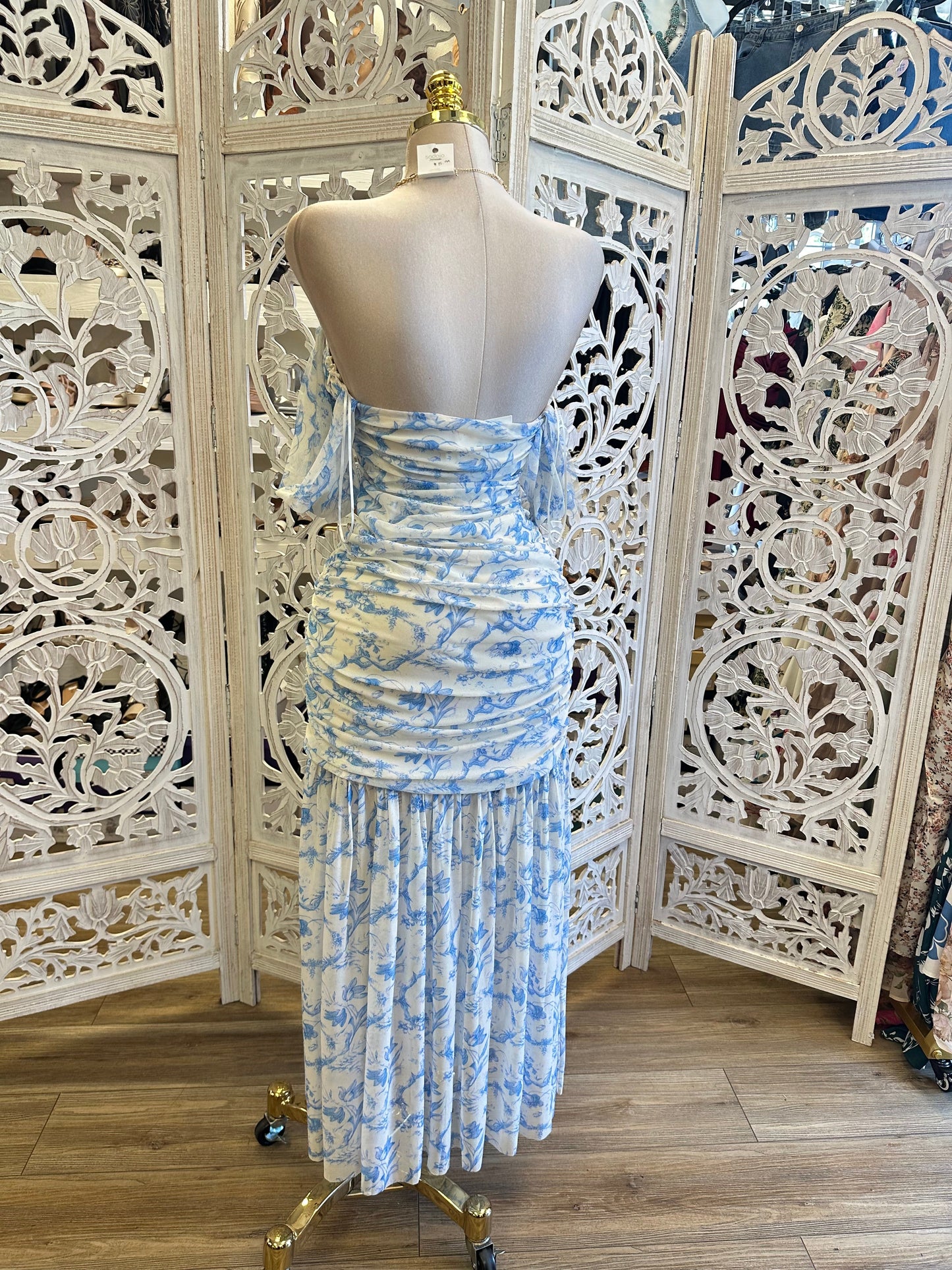 Ella Blue Floral Maxi Dress-Stretchy, Estira