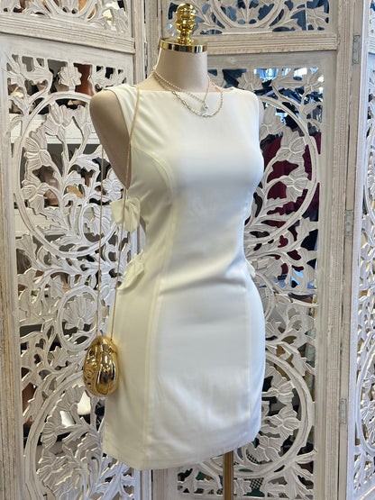 Bow Line Mini Ivory Dress -No Estira, Not Stretchy
