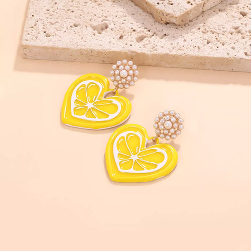 Heart Dangle Earrings with Pearl Accent