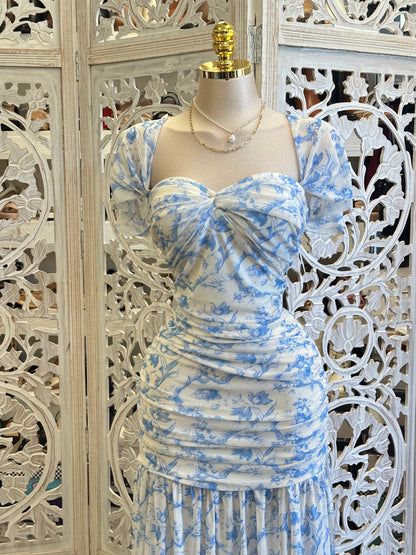 Ella Blue Floral Maxi Dress-Stretchy, Estira