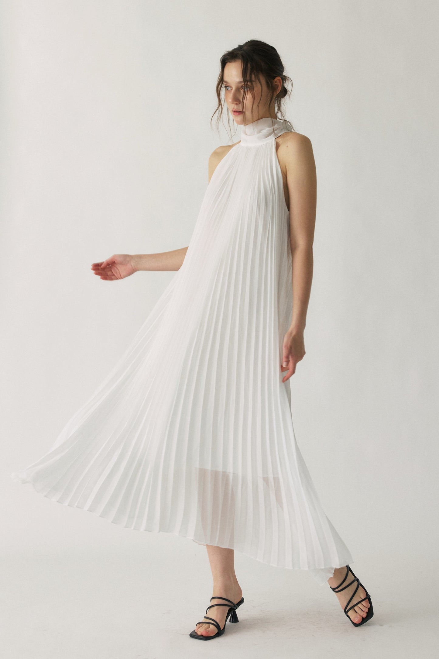 Elena Pleated Halter Maxi Dress